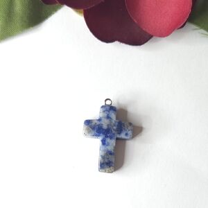 Handmade Sodalite Stone Cross Pendant or Charm Jewelry Making